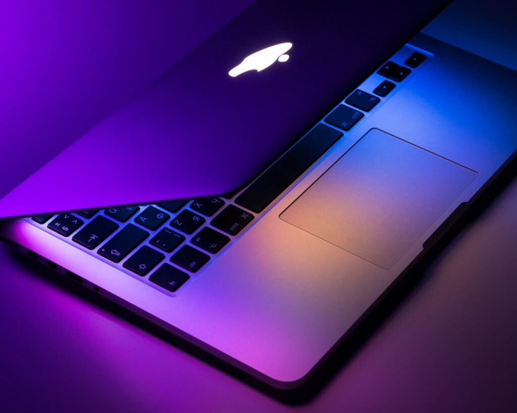 Laptop computer on a wooden desk