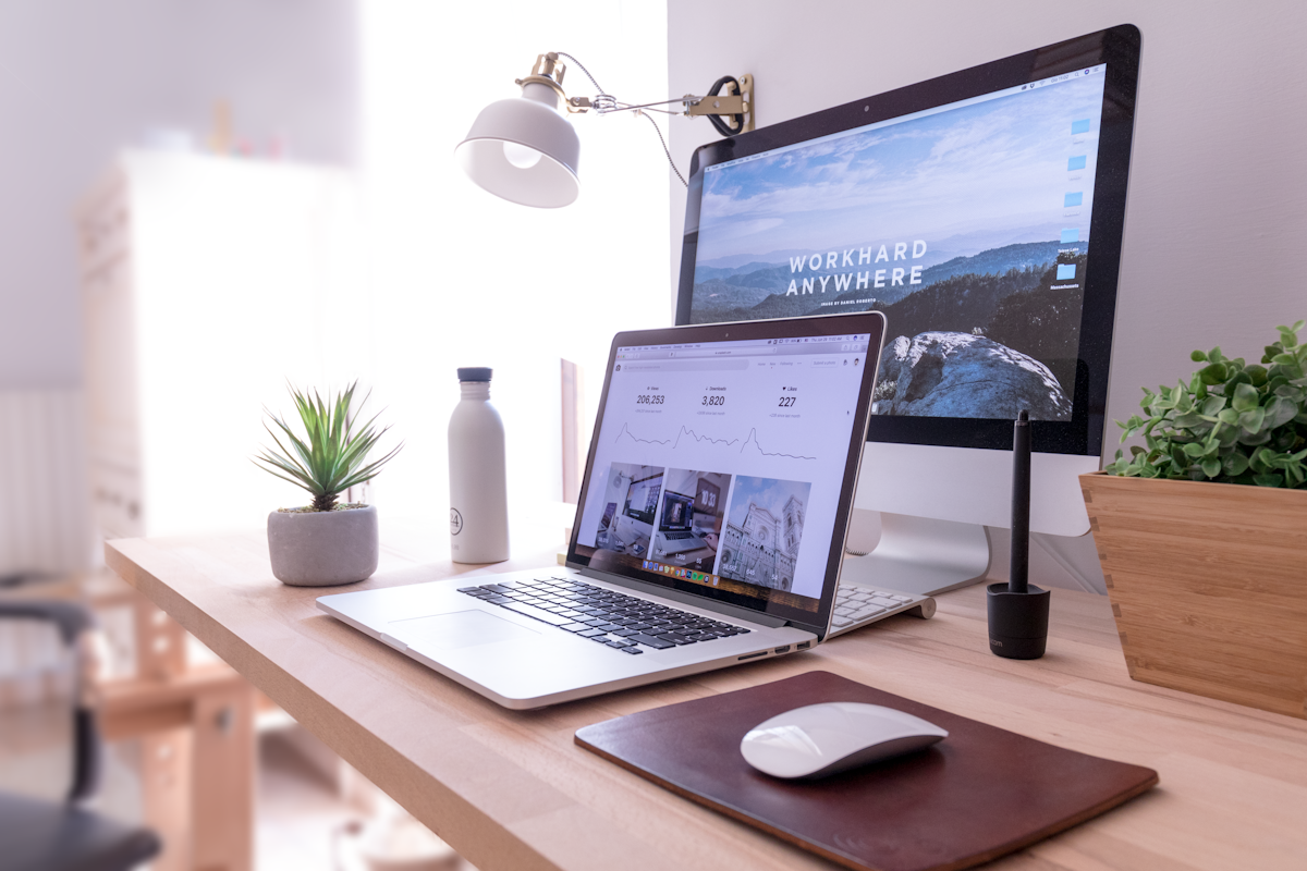 Clean and organized desktop computer workspace