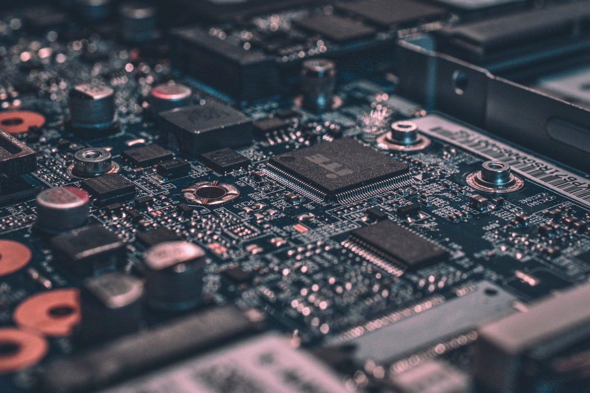 Close-up of computer hardware and circuit board